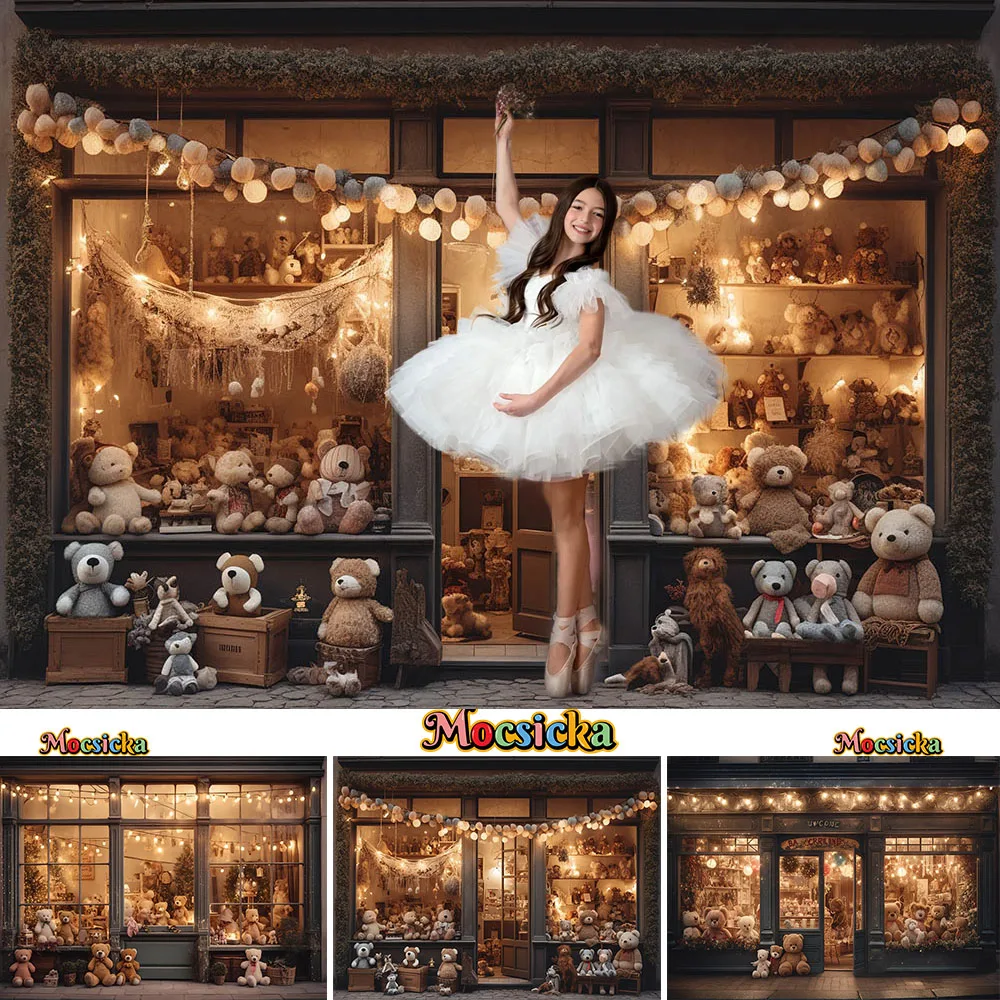 Фон для студийной фотосъемки с изображением рождественского Мишки Тедди в