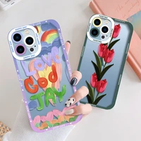 colorful english graffiti phone covers for iphone 13 12 mini 11 pro max xs x xr 7 8 plus se 2020 2022 transparent flower shell