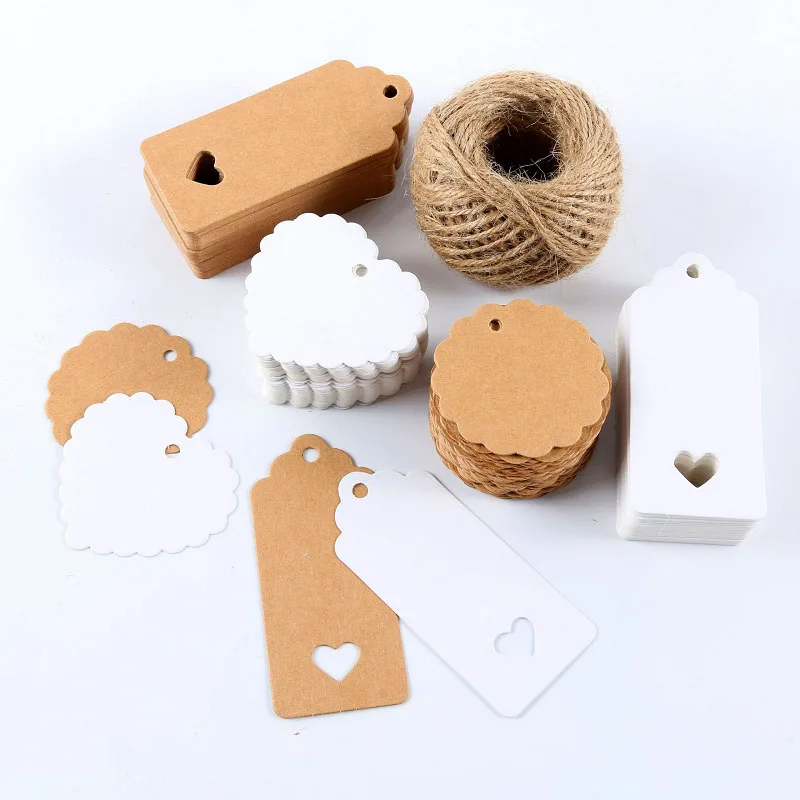 

200pcs Kraft Paper Label DIY Love Card Listing Wedding Party Note Blank Price Listing Kraft Paper Gift Packaging Supplies