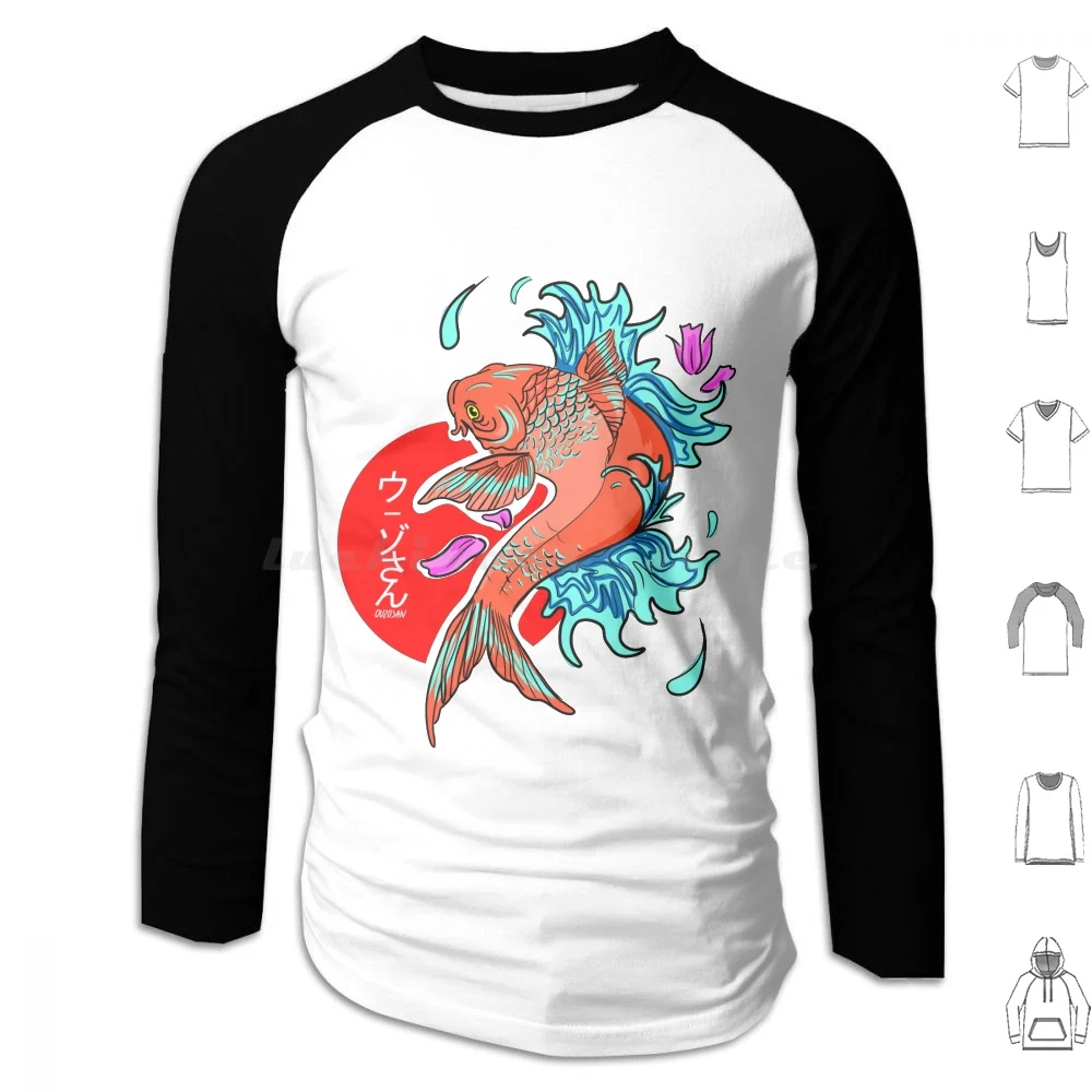 

Красная толстовка Ouzosan с капюшоном из хлопка с длинным рукавом Dancingkoi, японский флаг, оригинальный дизайн, интерьерный декор, культурная азиатская культура