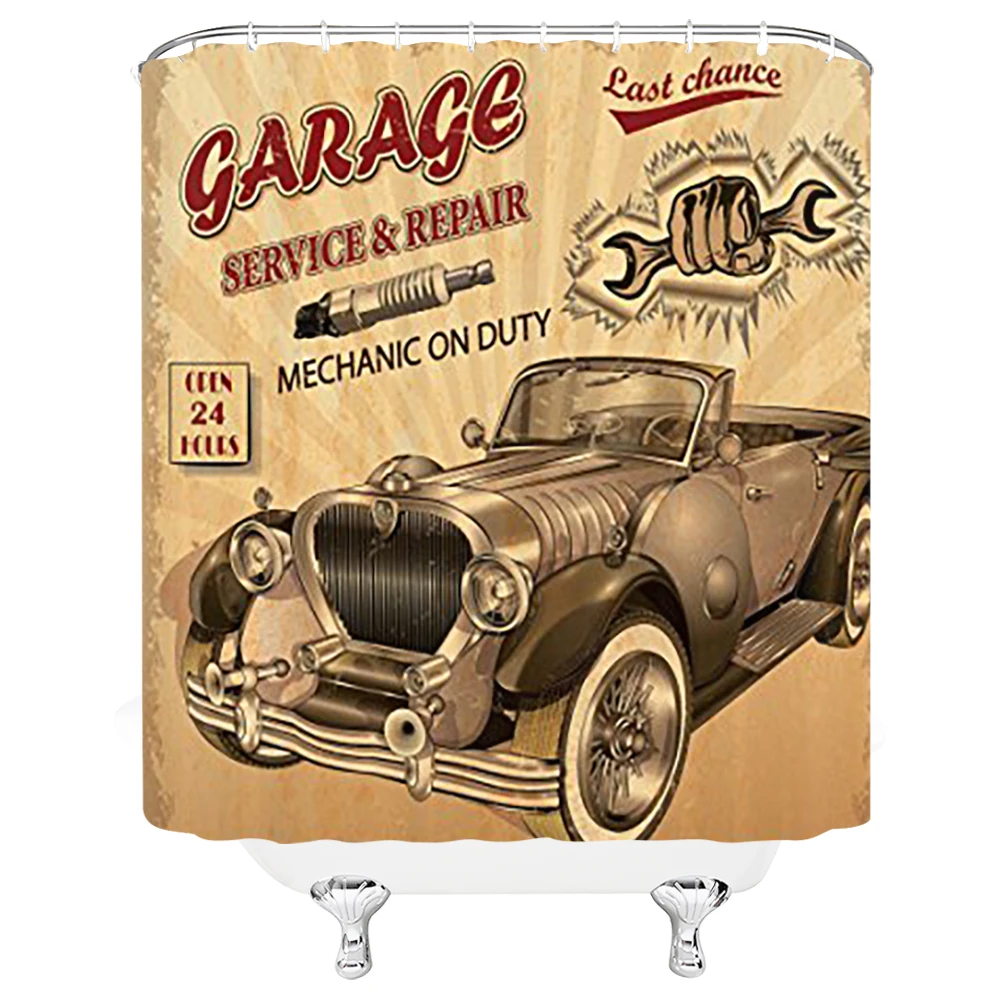 Ретро-занавеска для душа старая ностальгическая машина с классической