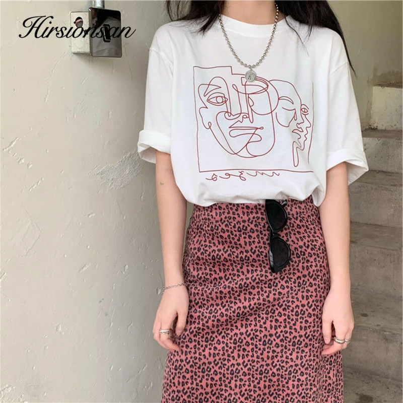 Футболка женская хлопковая с абстрактным принтом футболки хаки 2021 - купить по