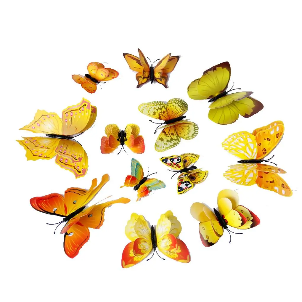 

12 pcs beautif 3D Double Wings Butterfly Art DIY Wall Stickers for Home Decoration