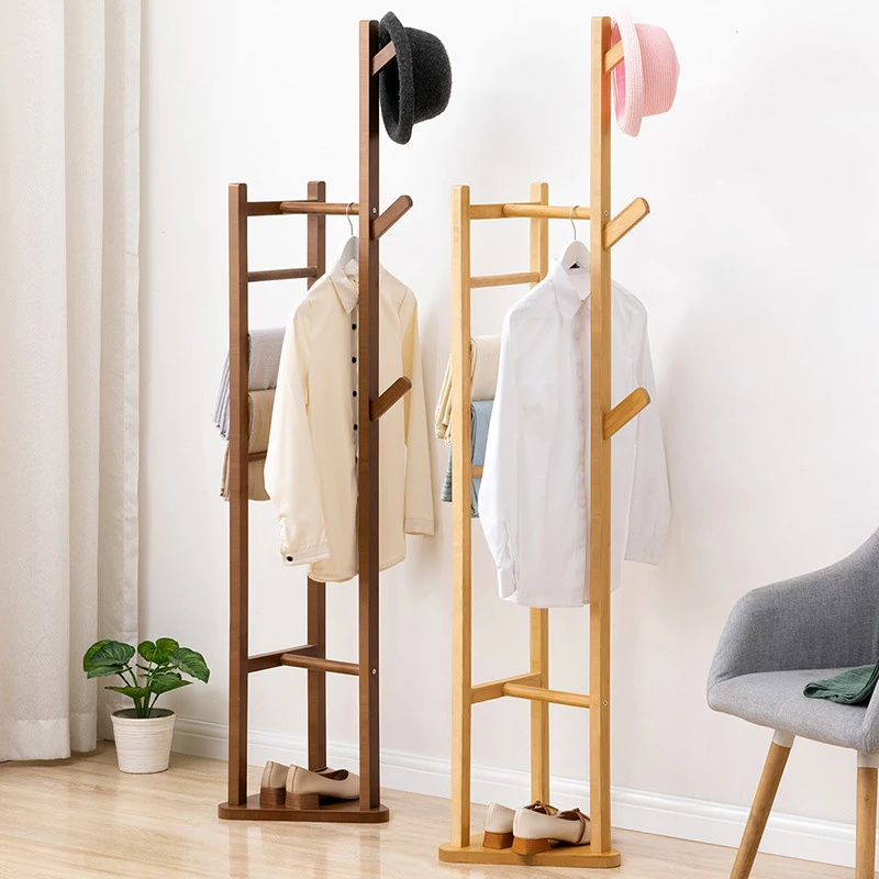 

Simple Wood Shelf Floor Coat Rack Clothes Hat Hangers Creative Children Living Room Clothing Organizer Bedroom Storage Furniture