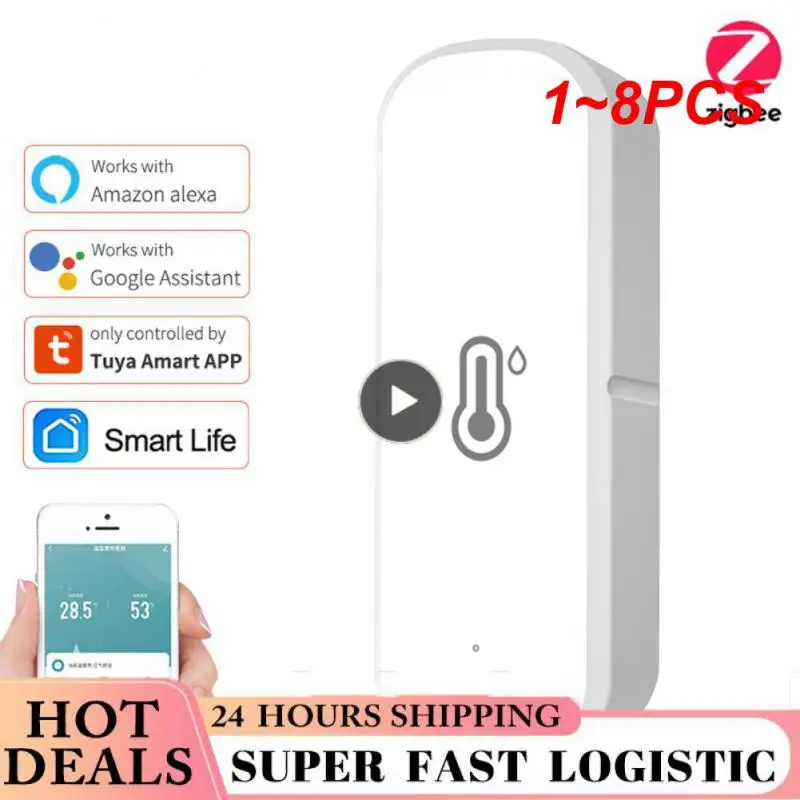 

Умный гигрометр Tuya Zigbee/Wi-Fi, устройство для измерения влажности и температуры в помещении, дистанционное управление через приложение, работает с Alexa, 1-8 шт.