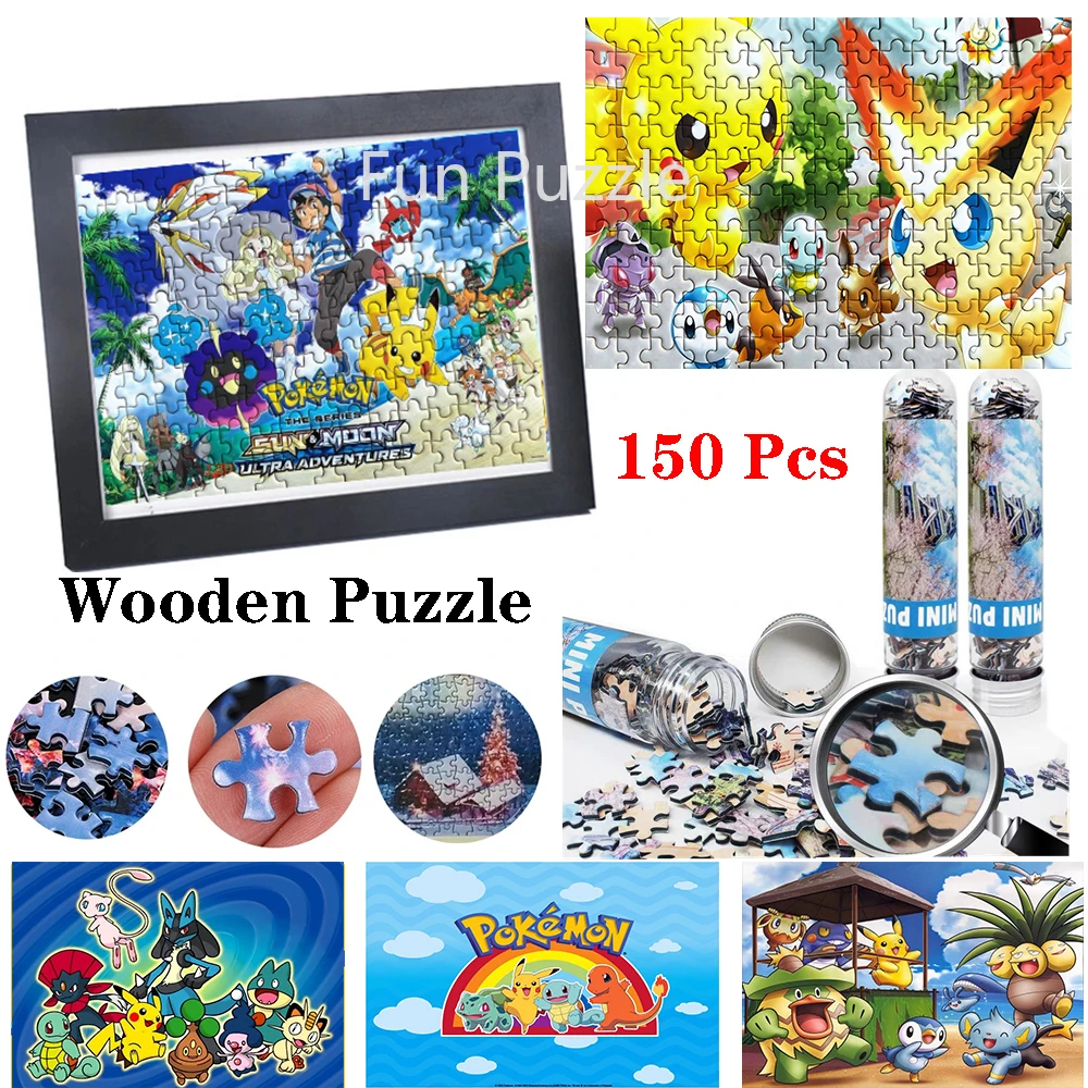 

Pokémon 150Pcs Creative DIY Mini Wooden Puzzle Togepi Pikachu Model Assembled Jigsaw Puzzle Educational Toys For Kids Gifts