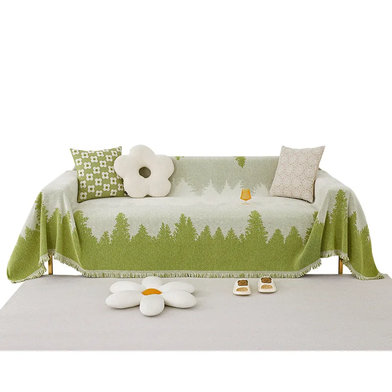 Полотенце для дивана с рисунком дерева из синели кисточкой чехол гостиной одеяло