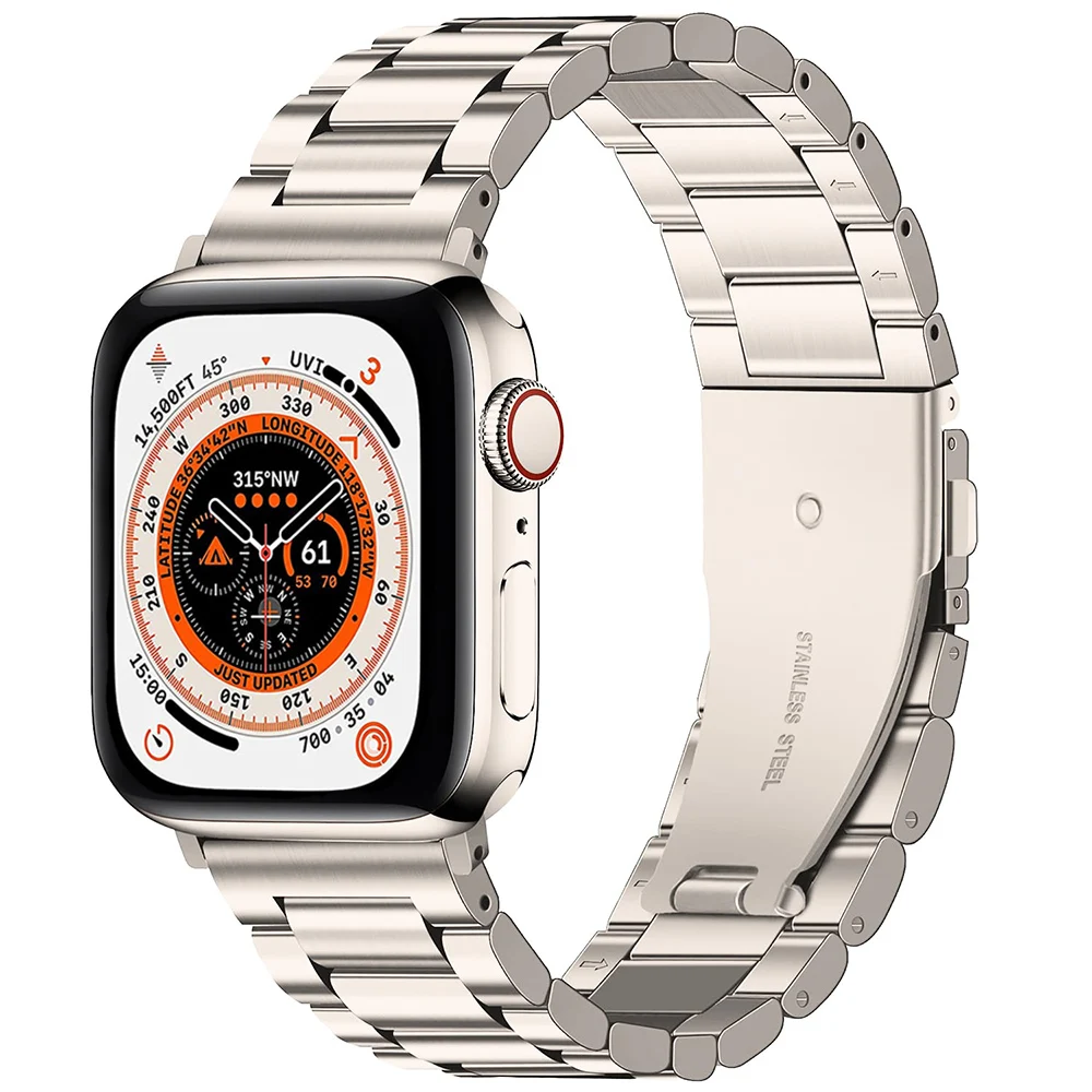 

Металлический ремешок для Apple Watch Band 49 мм 45 мм 44 мм 42 мм 41 мм 40 мм 38 мм, деловой металлический браслет из нержавеющей стали для IWatch