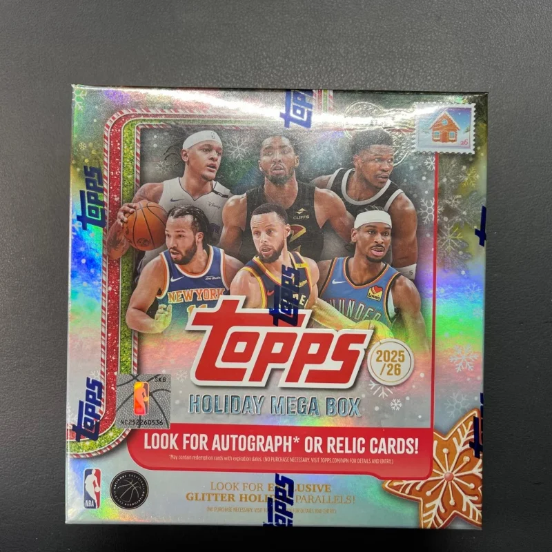 Фото В наличии: Оригинальный набор коллекционных баскетбольных карточек Topps Chrome Holiday Mega Box 2025-26, рождественское издание, коробка-сюрприз №2