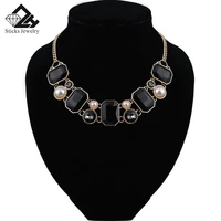 women crystal statement short necklace geometry party wedding jewelry