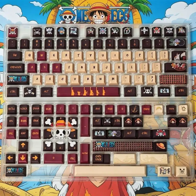 Фото Набор кейкапов BANDAI One Piece Monkey D. Luffy, PBT, сублимационная печать, для игровой и офисной механической клавиатуры, оригинальный дизайн №3