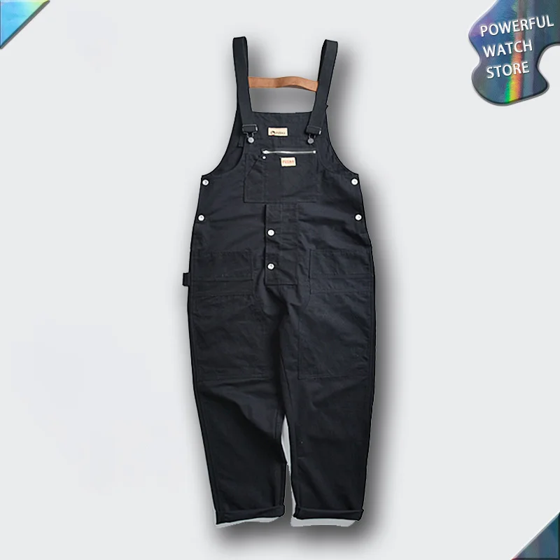 Pocket Overalls Men's Japanese Work Clothes Fashion Men's One-piece Trousers with Braces Suspenders Male American Casual Wear
