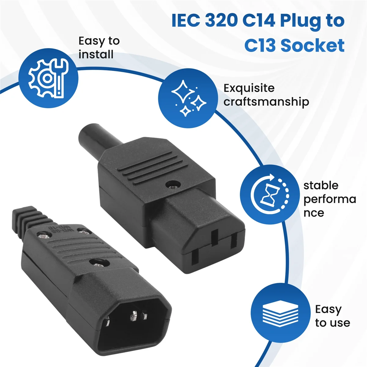 Фото 【A65I】 Разъем питания 250В 10А IEC 320: штекер C14 к гнезду C13 №1