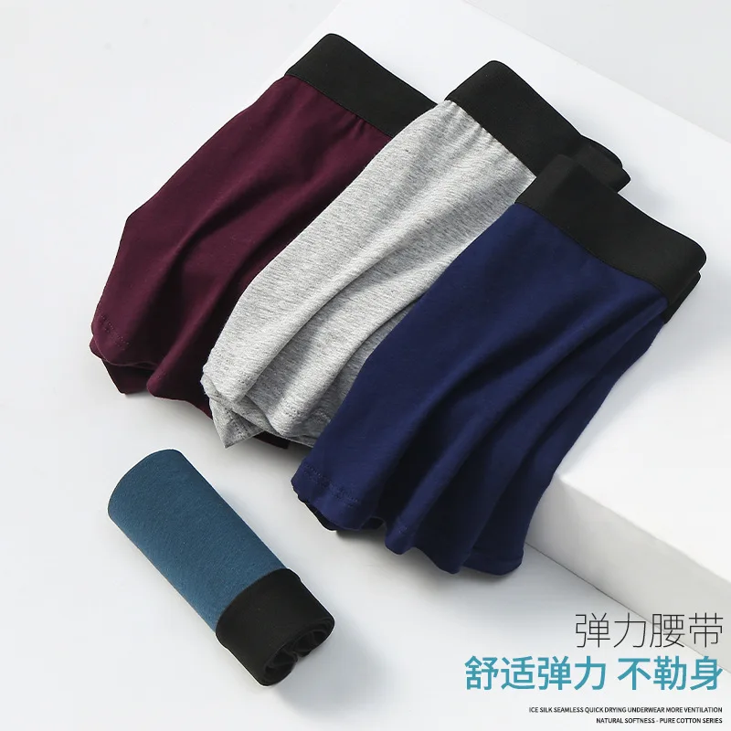2pcs Set Pure Cotton Calzoncillos Hombre Solid Underwear Men Comfortable Boxer Homme Boxershorts Stretch Cuecas Masculinas Pants