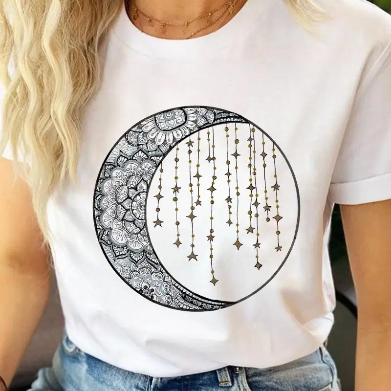 Женские винтажные трендовые футболки в стиле 90-х с Луной и звездами женская