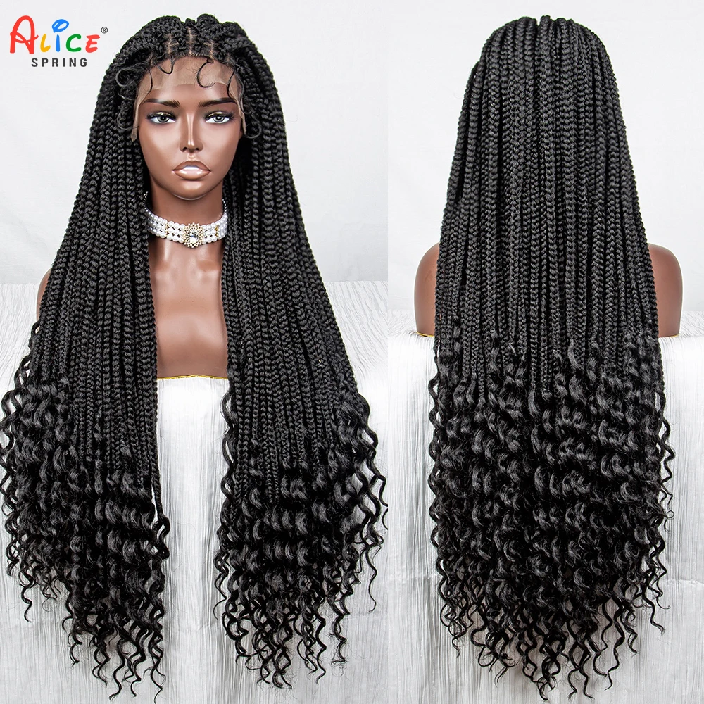 36 Inches Synthetic Lace Front Braided Wigs with Baby Hair Dreadlocks Natural Hair Synthetic Braided Wigs for Black Women
