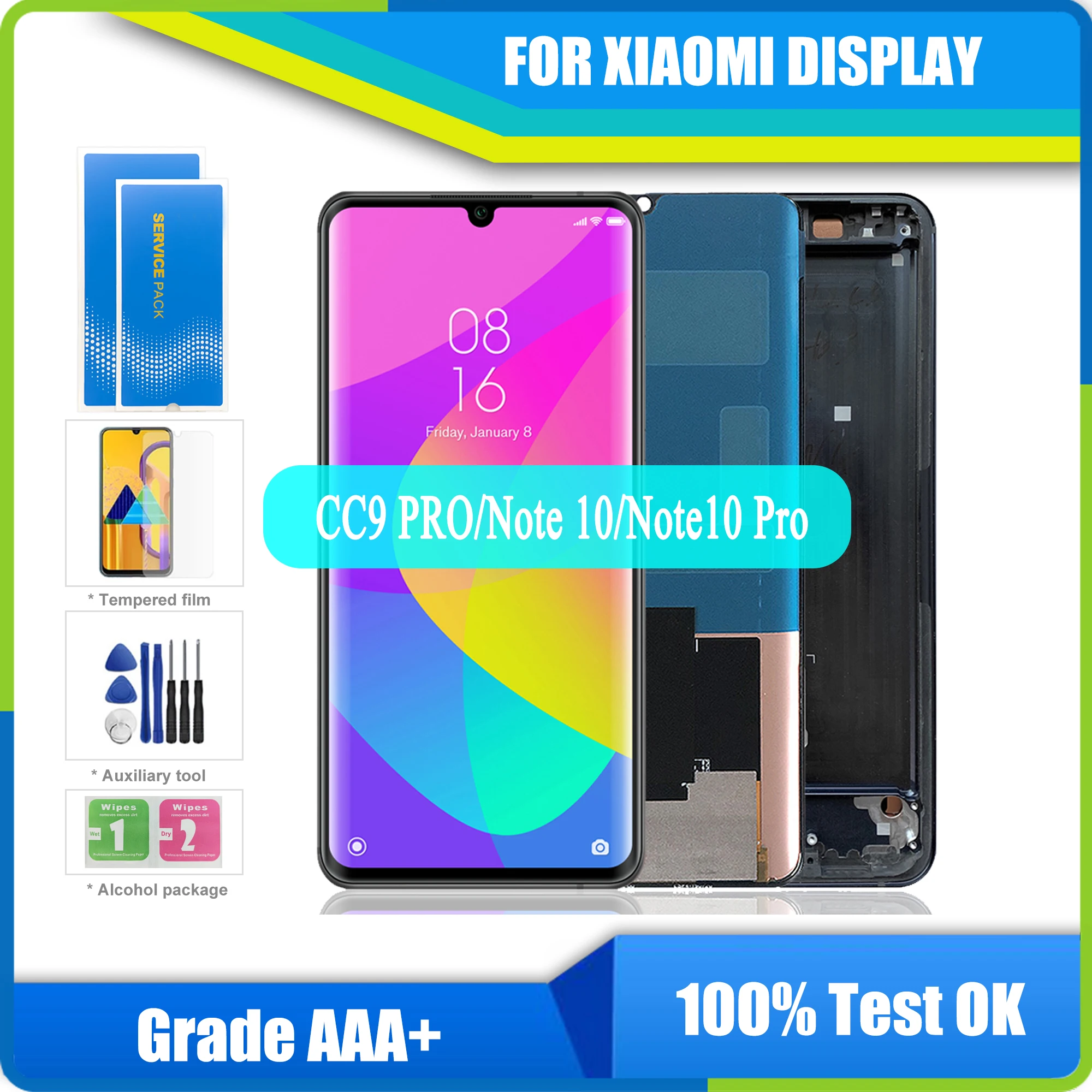 

6.47''Original CC9Pro Screen For Xiaomi Note 10 / Note10 Pro Display LCD Touch Screen Digitizer With Frame For xiaomi CC9 Pro