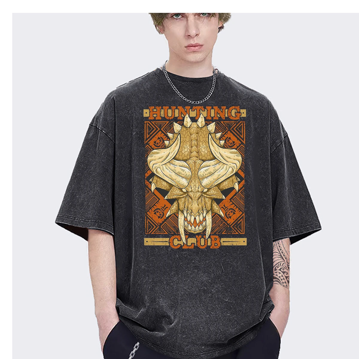 Monster Hunter World lceborne Nargacuga Kanji lcon Мужская футболка большого размера Женская мода