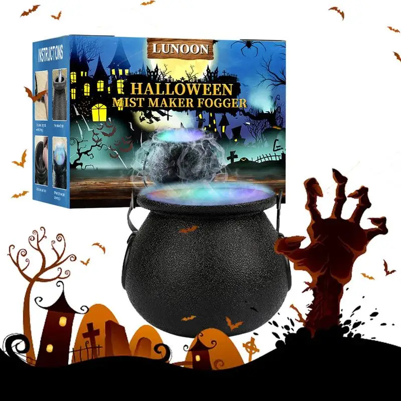 

Halloween Witches Cauldron Jar Fogger Lights Halloween Indoor Outdoor Party Home Decor Ornaments Halloween Cauldron Jar Mister