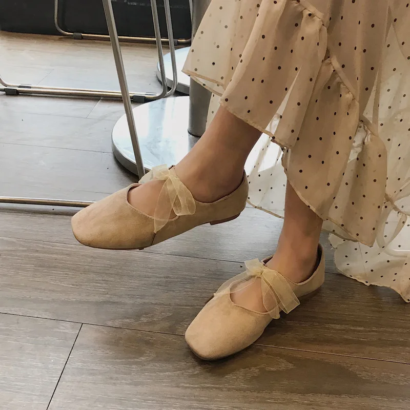 

Summer Light Strapping Bow Ballet Shoes Student Sweet Slippers Set Feet Shallow Mouth Single Shoes Flat Shoes