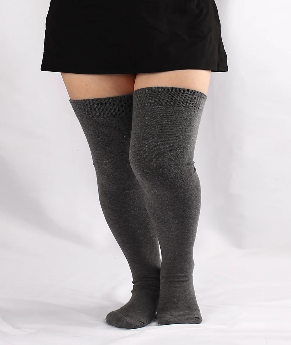 

Женские высокие чулки для полных женщин, черные хлопковые носки в европейском и американском стиле для осени и зимы