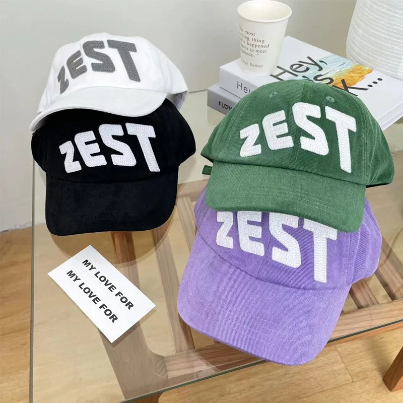 Letters Embroidery ZEST Baseball Hat Washed Cotton Cap For Men Women Adjustable Snapback Caps INS Outdoors Travel Hats Casquette