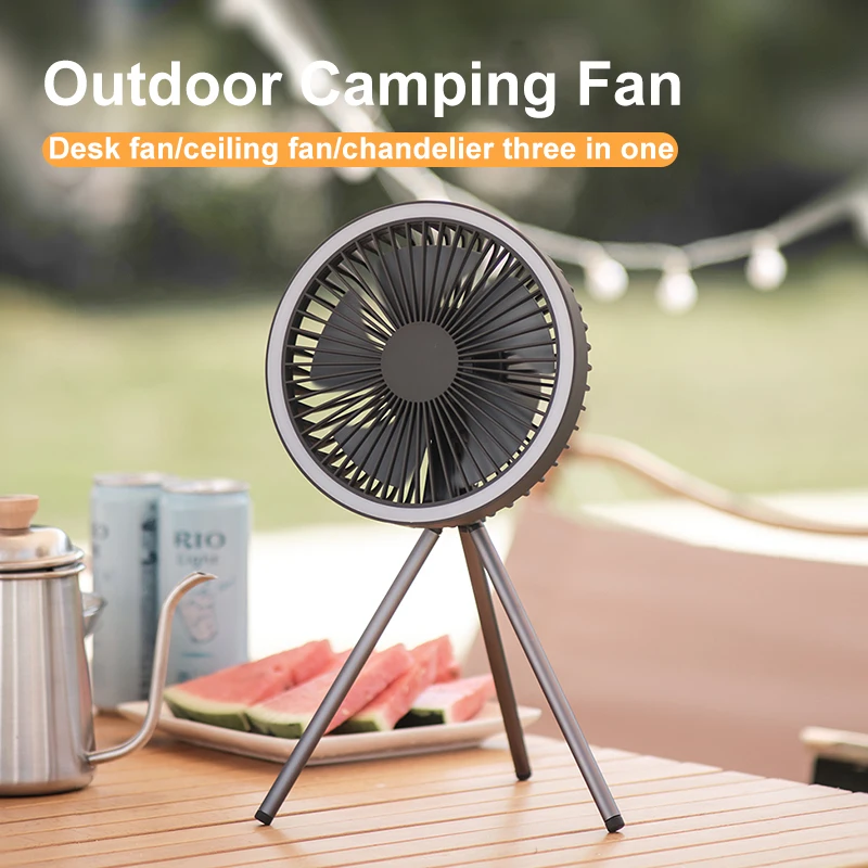 

Portable Wireless Fan 10000mAh Tripod Camping Fan USB With Power Bank Light Rechargeable Desktop Ceiling Electric Fan