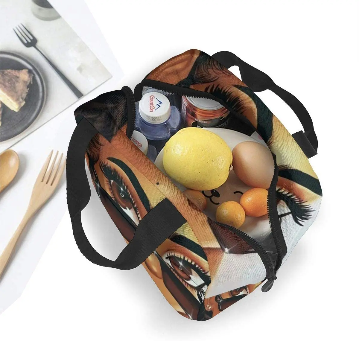 Сумка для обеда Африкано-американских девочек с черной кожей для женщин и детей с изолированным пикником, термохолодильником и милым бенто.