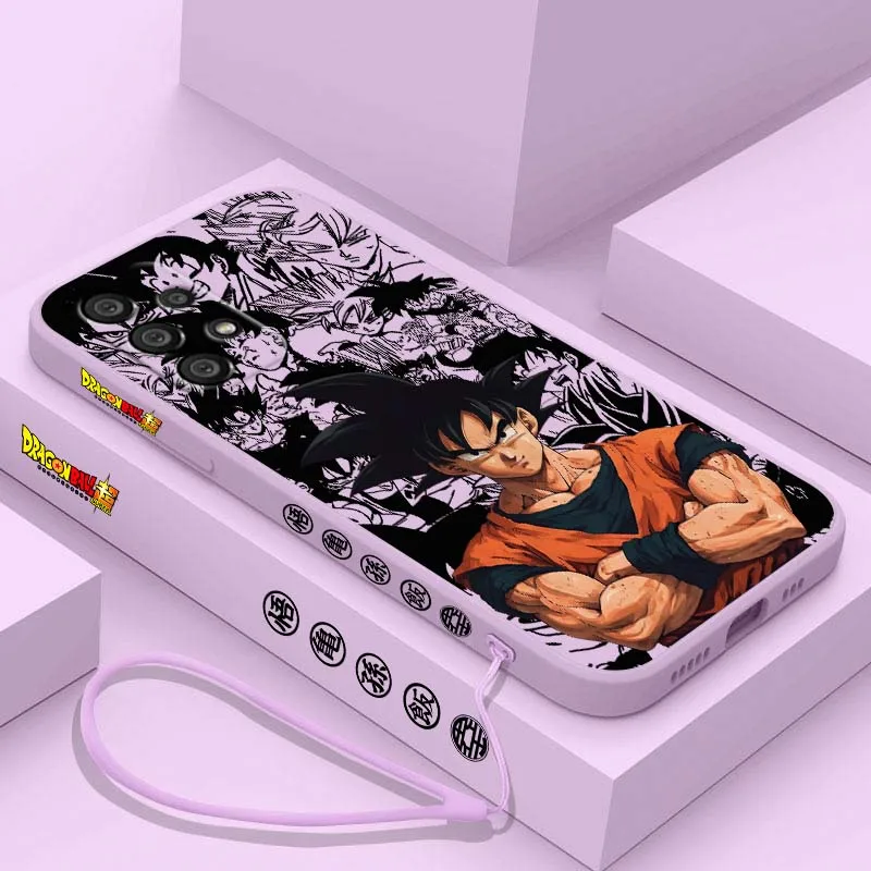 Фото Чехол для телефона с изображением аниме-персонажа D-Dragon Ball Saiyan для Samsung Galaxy A71 A55 A54 A53 A51 A17 A16 A07 A06 A05 5G, с жидким наполнением и ремешком №5