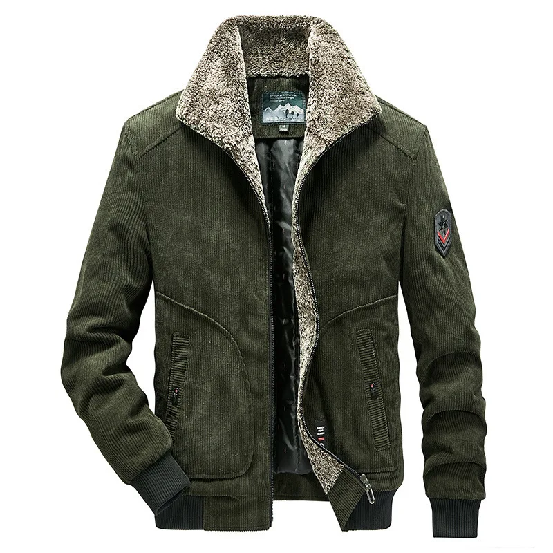 Men Corduroy Down Jackets Winter Coats Fleece Casual Jaquetas New Fashion Male Thicker Warm Parkas Short Winer Jackets Size 6XL