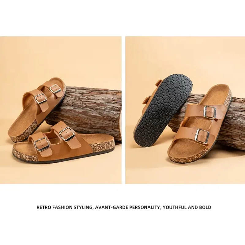 Сандалии Унисекс На Плоской Подошве С Корксаторами Регулируемые Раздвижные