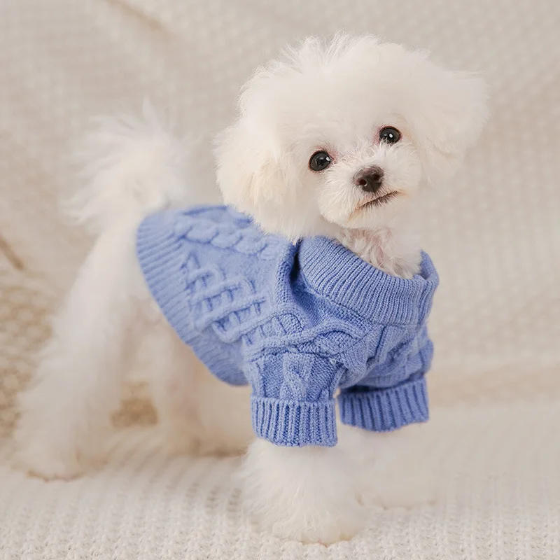 

Sweater Pet Dog Clothes Knitted Pullover Clothing Dogs Super Small Costume Cute Cotton Chihuahua Autumn Winter Blue Boy Chien