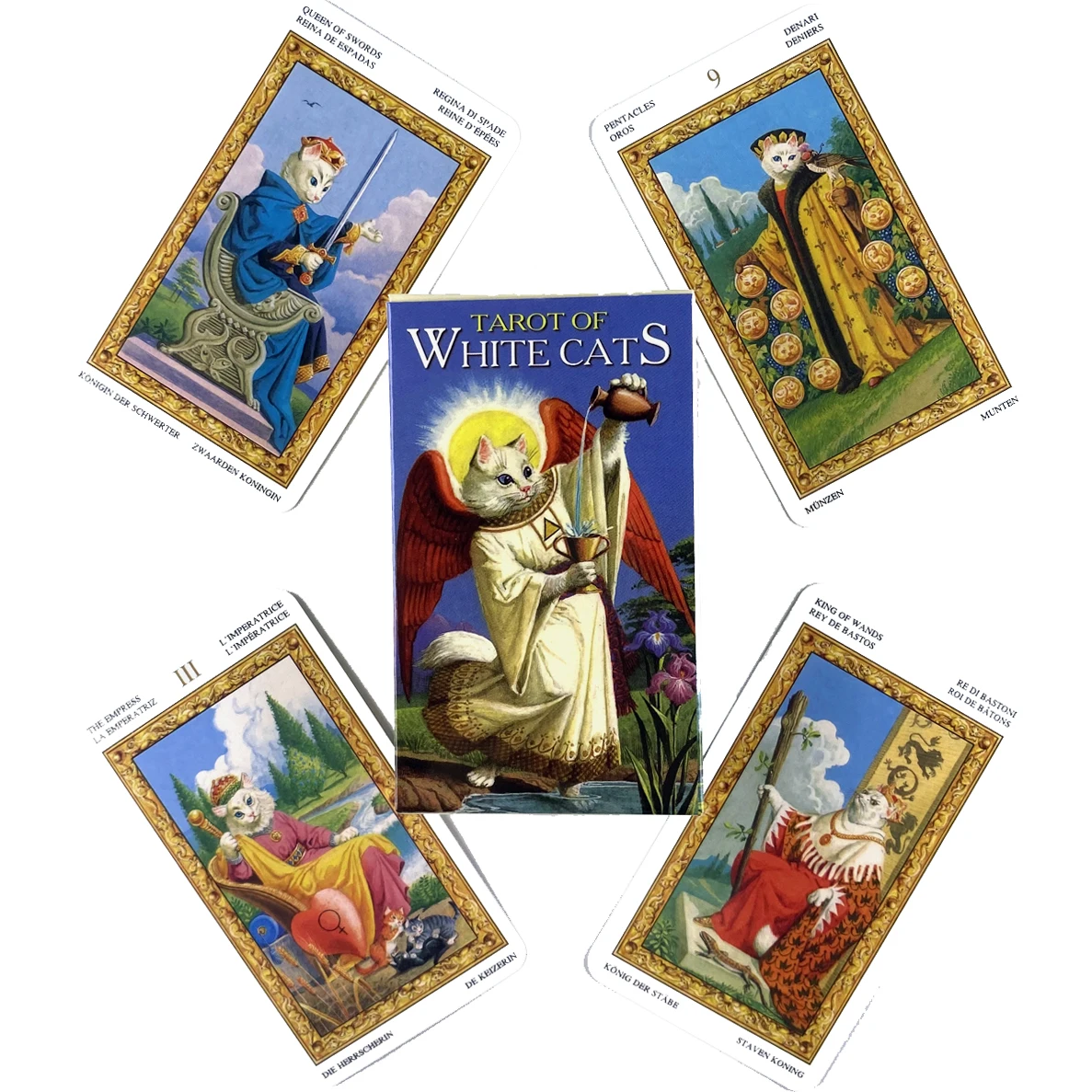 

White Cats Tarot Deck Leisure Party Table Game High Quality Fortune-telling Prophecy Oracle Cards With PDF Guidebook
