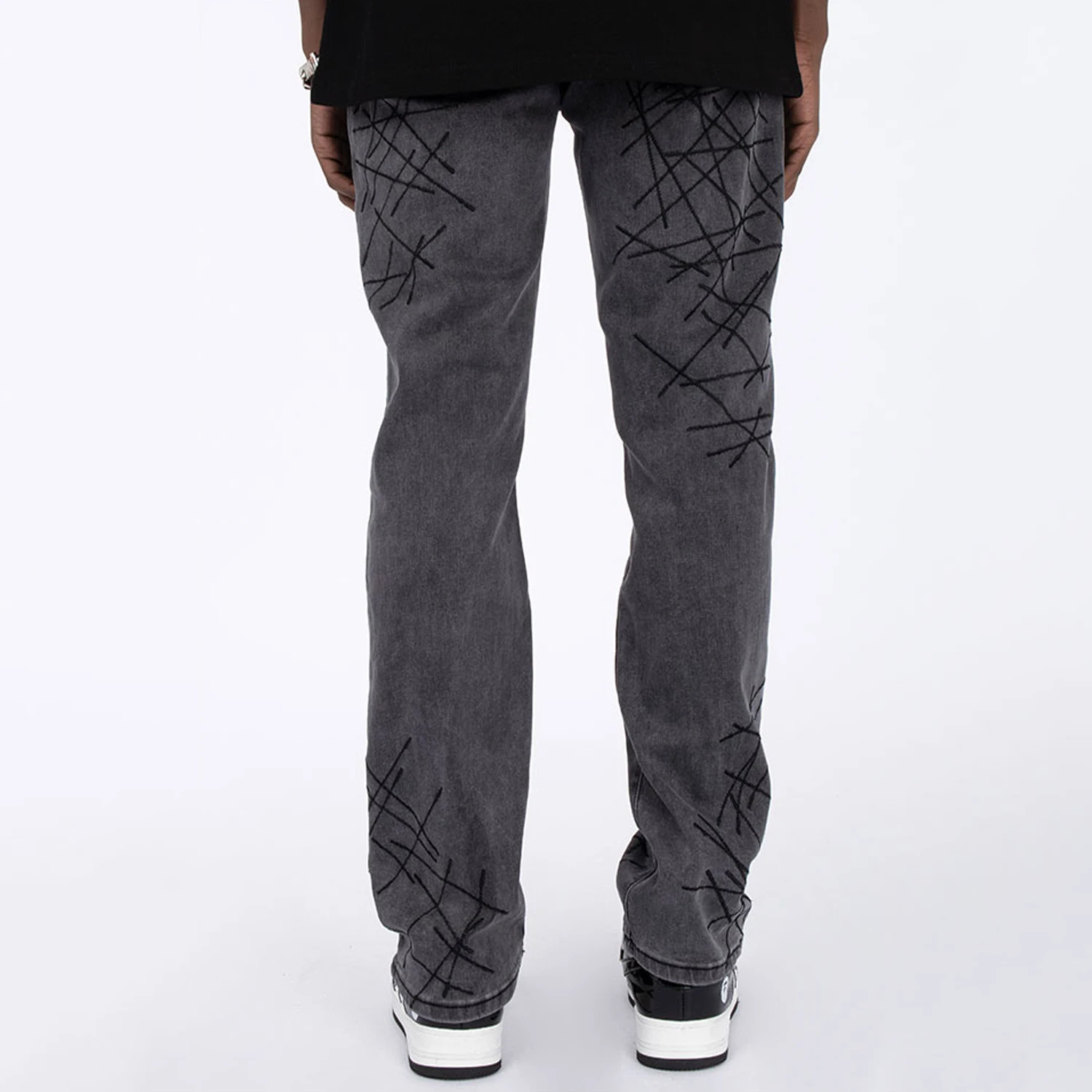 Four Seasons Men Jeans High Street Embroidery Casual Loose Jeans Women's Korean Fashion Jeans Hip Hop Men Y2k Pants Ins Hot Sale