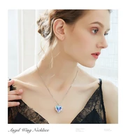 skqir colorful ocean heart necklace for women blue amethyst artificial crystal pendants necklaces titanium jewelry wholesale