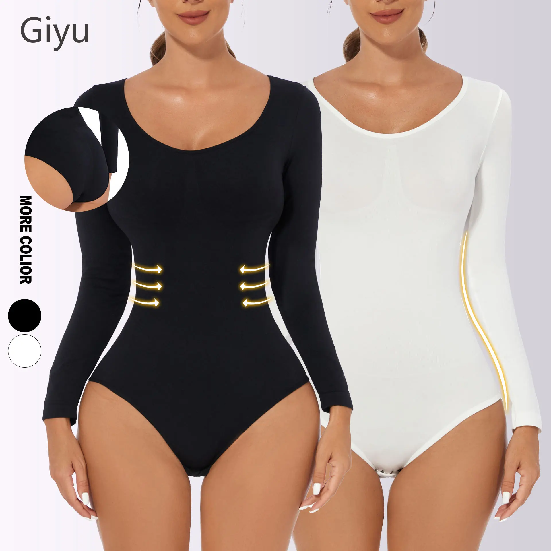 

Новинка Осень-зима 2023 года, Одежда большого размера для женщин в европейском и американском стиле, пикантная цельная корректирующая одежда для живота с длинным рукавом