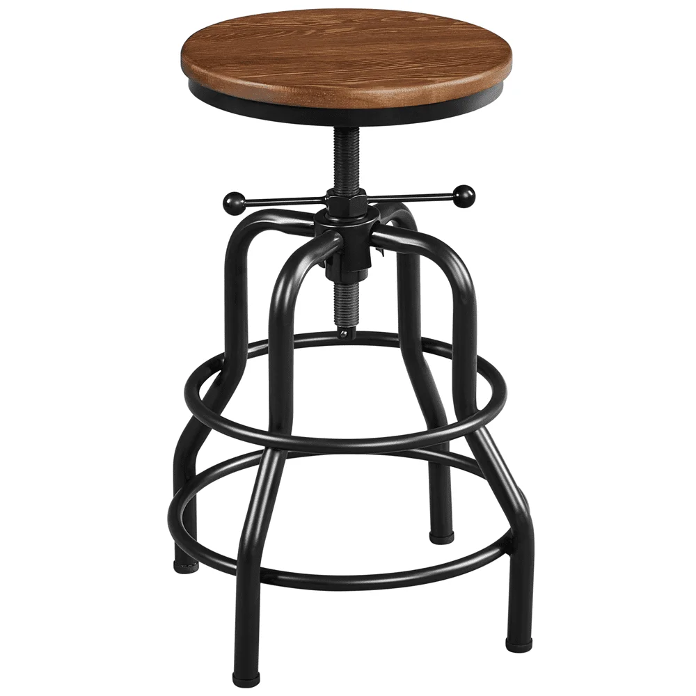Vintage Metal Industrial Bar Stool Counter Height for Kitchen Restaurant Bar, Brown