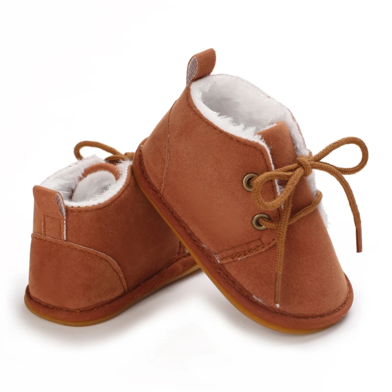 Зимние детские ботинки для мальчиков и девочек прогулочная обувь со шнуровкой