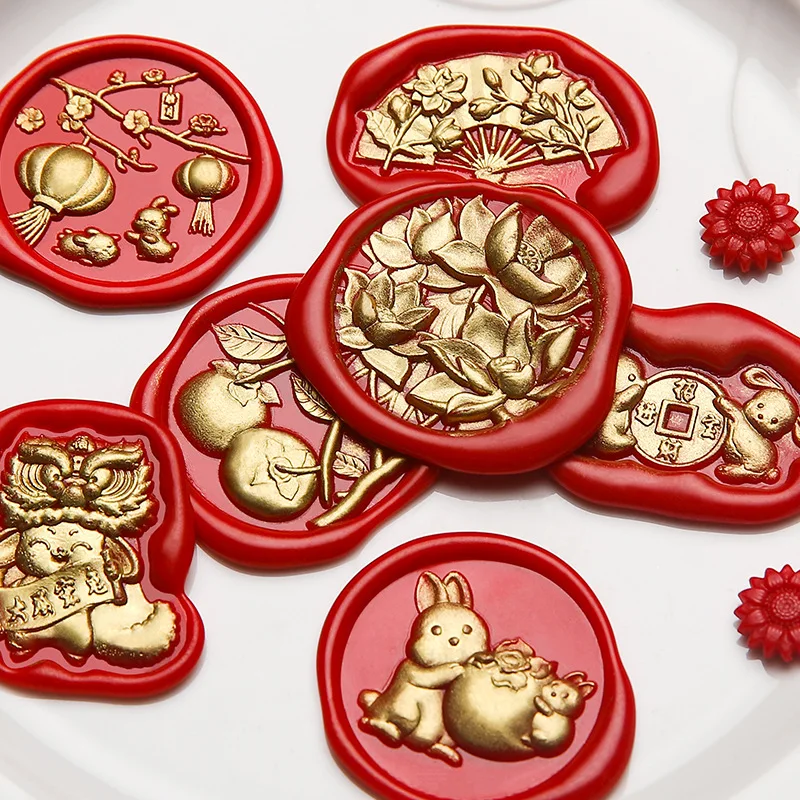 Милый кролик с тиснением, медная голова, животное, огненная краска, Печатная головка, благословение, подарок, ручная роспись, украшение