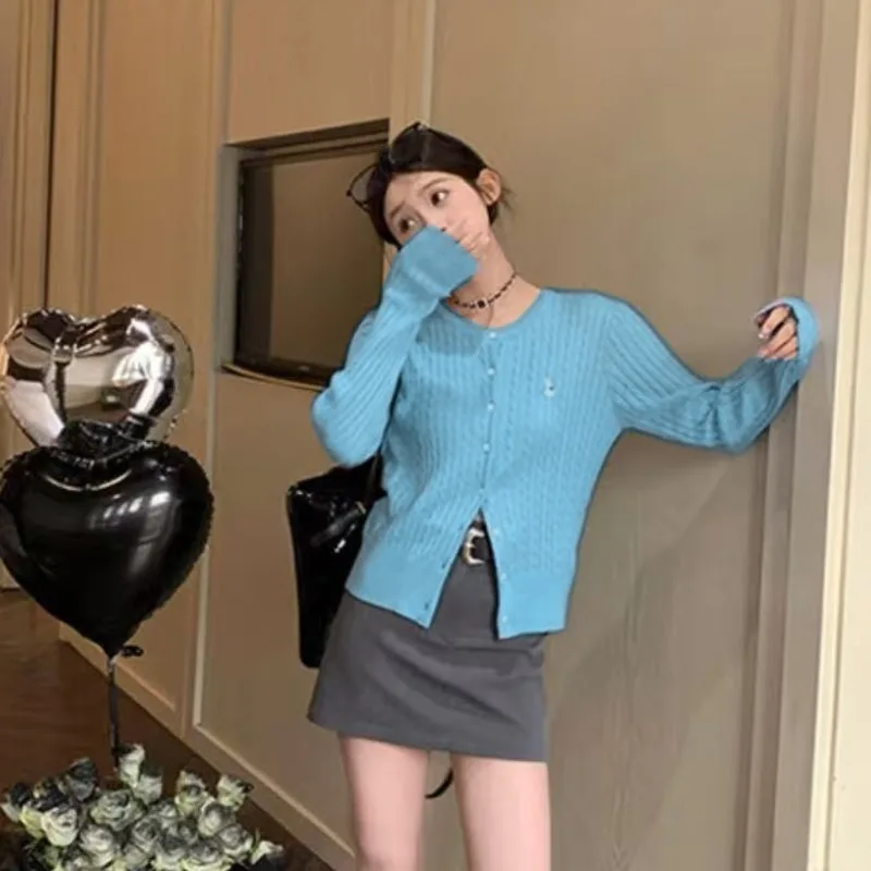 Вязаный кардиган с вышивкой для женщин весенний студенческий стиль ретро-модный