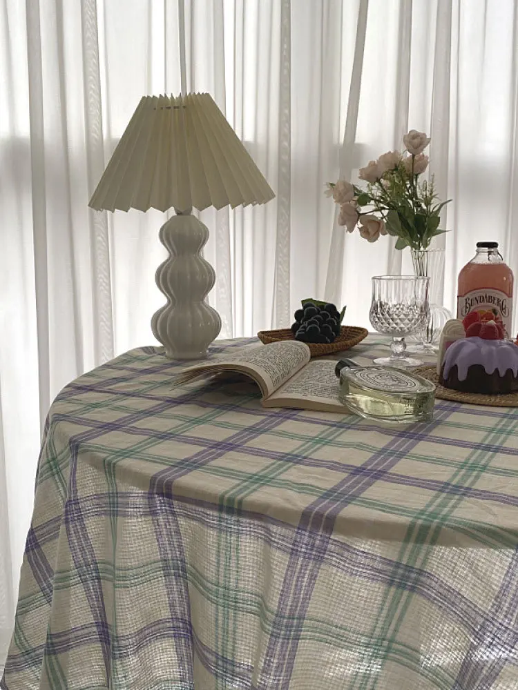 INS Home Bedroom, Study, Table Mat, Sofa Cloth, Student Dormitory Tablecloth, Cotton And Linen Plaid Desk, Coffee Table Cloth