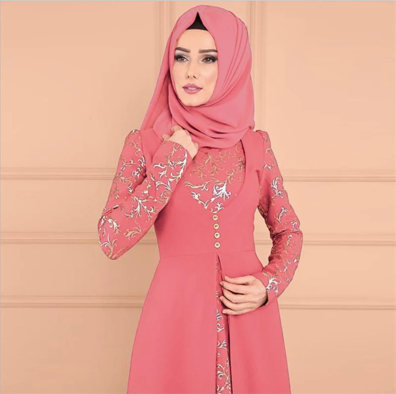 

Мусульманское платье из Дубая с длинным рукавом, женские накладные вечерние платья, этнический исламский костюм, абайя, Одежда большого раз...