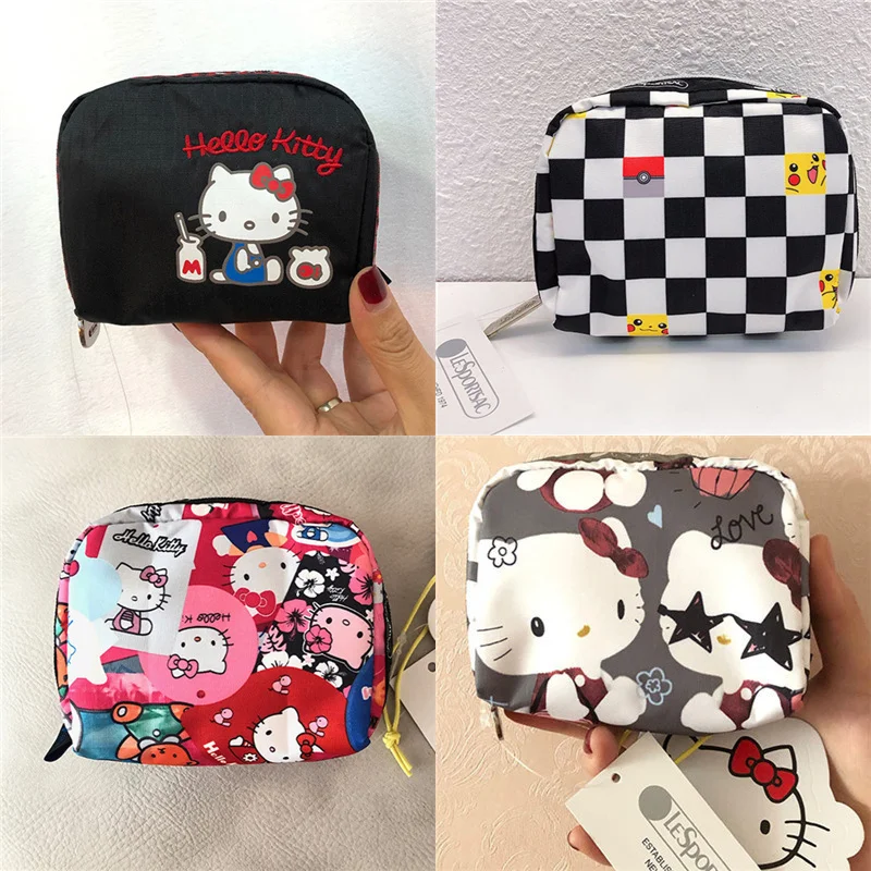 lesportsac Hello Kitty Coin Purse Kawaii Cartoon Cosmetic Bag Sanitary Towel Bag Mickey Mouse Minnie Mouse Bag