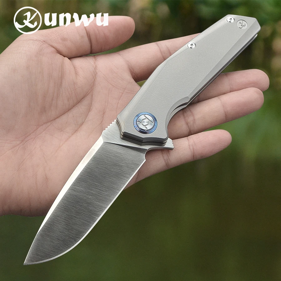 Kunwu Orion2 K701-2 Нож с лезвием M390 и ручкой из титана для нарезания на открытом воздухе, элегантный складной карманный нож для джентльменов и леди.