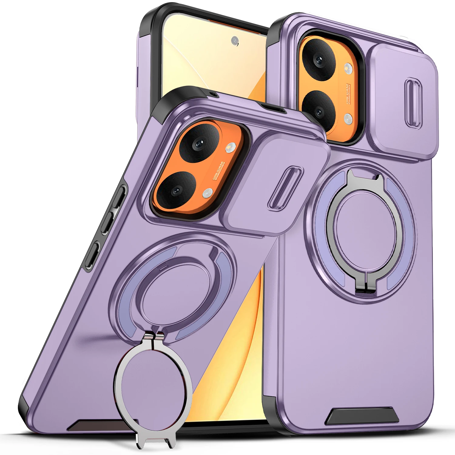 Фото Чехол для Redmi Turbo 5 Max 5G, противоударный, с защитой камеры, 360-градусная защита °   Вращающаяся подставка-кольцо №1