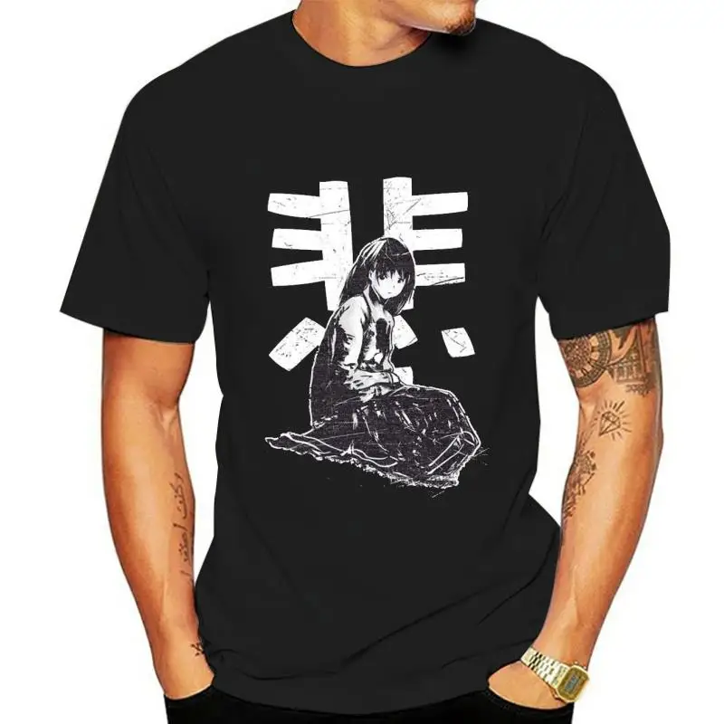 

Anime T Shirt Sad Anime Girl T shirt Manga aesthetics shirt Men Women sizes Hand Screenprinted