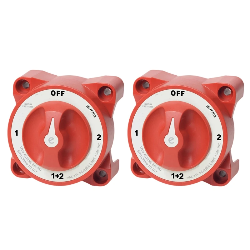 

2X 4 Position 32V 350 Amp E-Series Waterproof Ignition Protected Marine Boat Dual Battery Isolator Switches