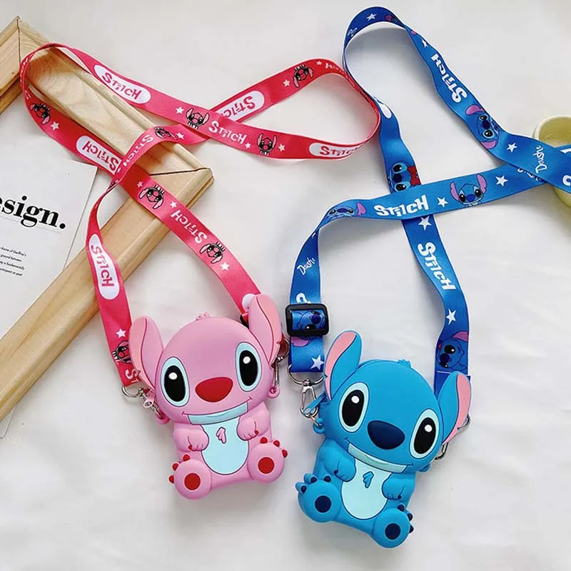 Silica Gel Disney Stitch Crossbody Coin Bag Kid Boy Children Shoulder Handbag Adjustable Strap Holiday Travel Pocket Pack images - 6