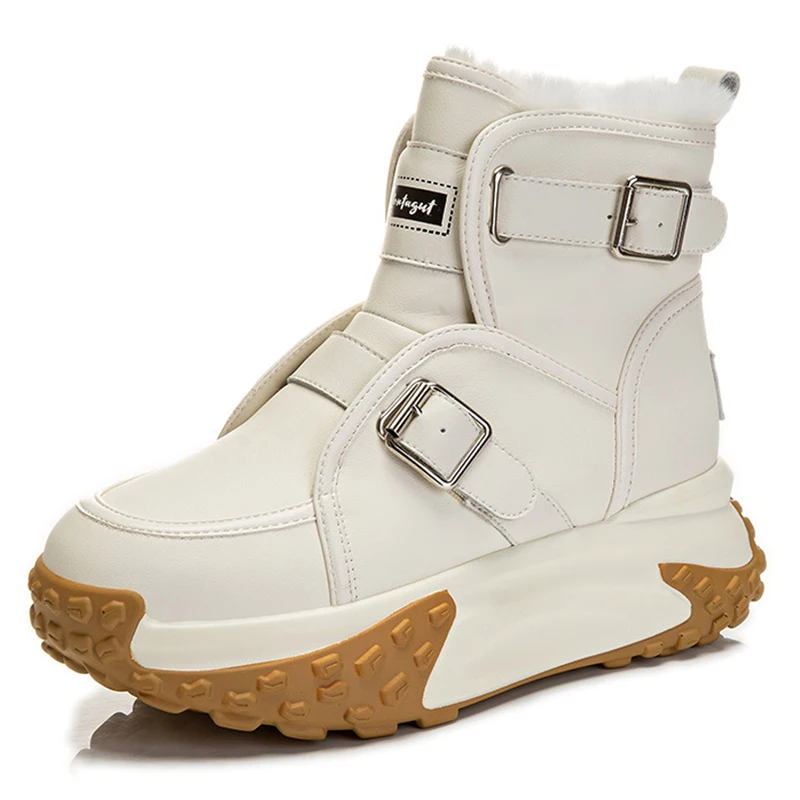 

Женские зимние ботинки из натурального кроличьего меха, зимние теплые женские ботинки на пуху 2023, повседневные женские ботинки на высокой п...