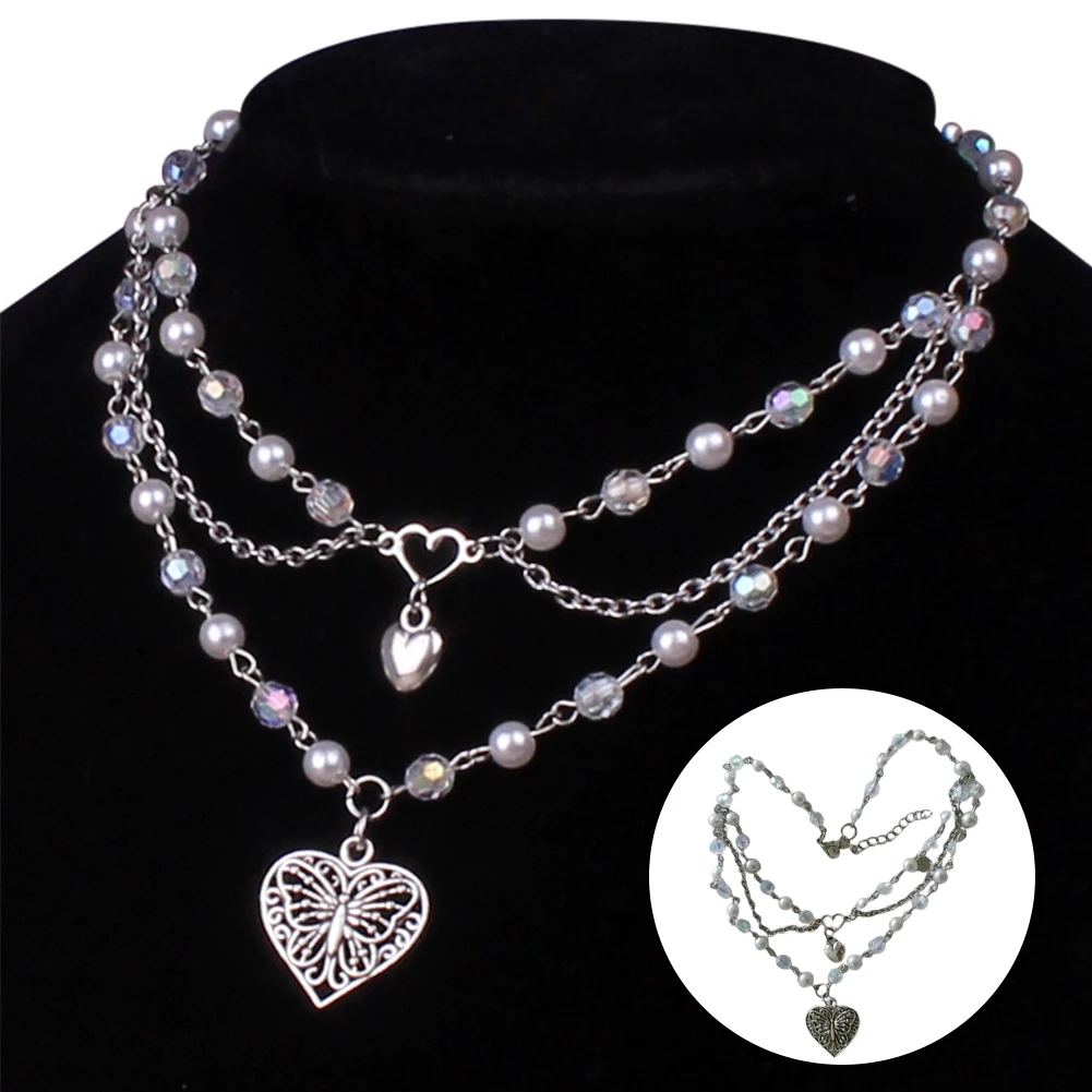 

Vintage Baroque Pearl Heart Buckle Pendant Necklace For Women Wedding Bridal Bead Chain Neck Accessories Jewelry New